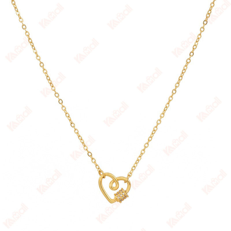 heart necklace simple style rhinestones